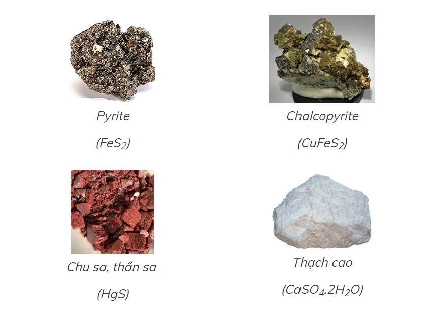Các khoáng vật của yếu của sulfur trên vỏ Trái Đất olm.